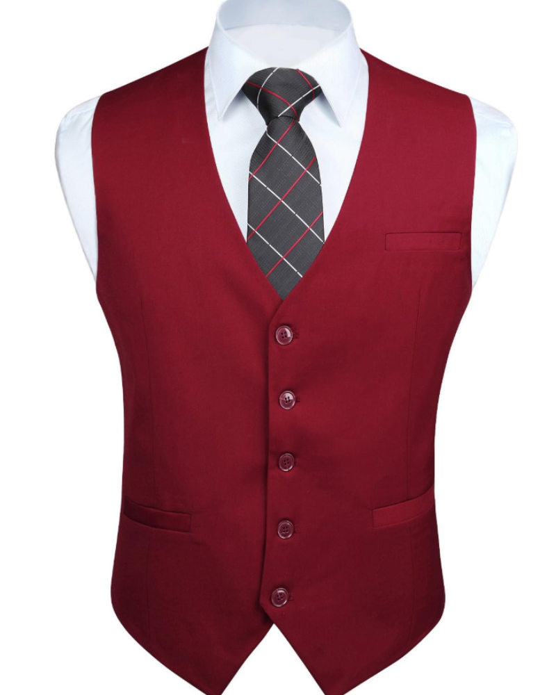 Gideon Men's Waistcoat – Five Button Formal Vest with Adjustable Back Strap