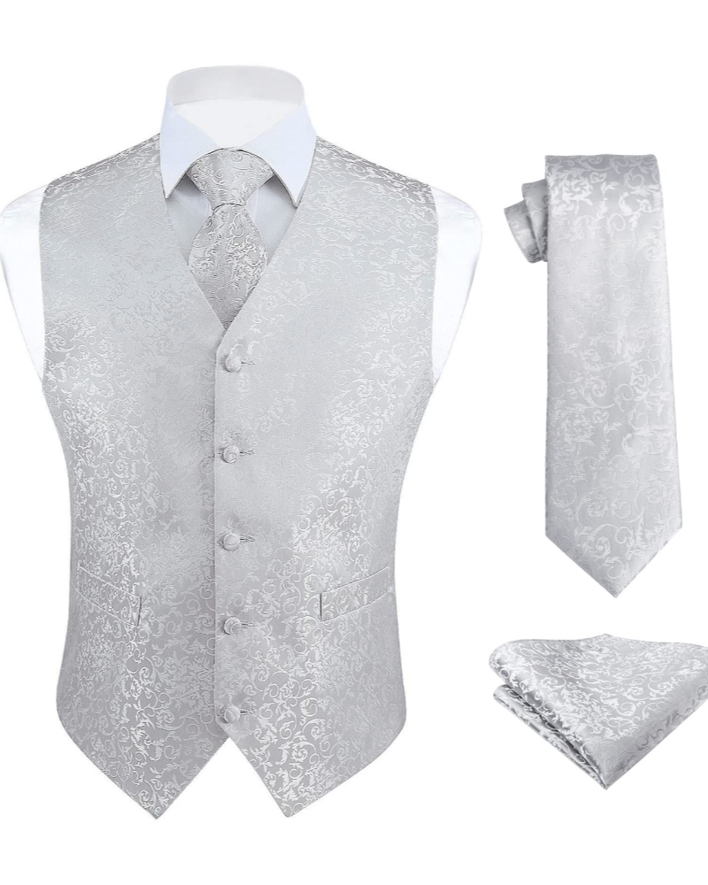 Maxwell Men's Paisley Silk Waistcoat – V-Neck Six Button Formal Vest
