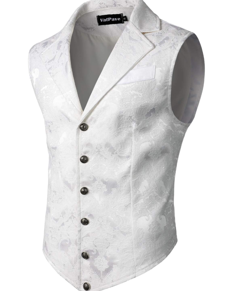 Victor Men's Steampunk Waistcoat – Gothic V-Neck Slim Fit Button Vest