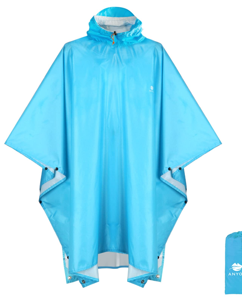 Simon Men's Rain Poncho – Waterproof Packable Hooded Outdoor Cape with TPU Coating