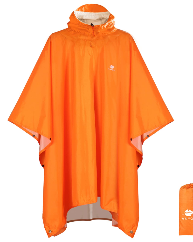 Simon Men's Rain Poncho – Waterproof Packable Hooded Outdoor Cape with TPU Coating