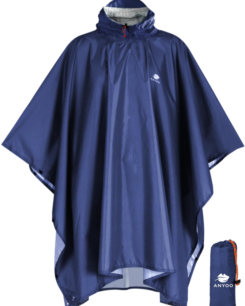 Simon Men's Rain Poncho – Waterproof Packable Hooded Outdoor Cape with TPU Coating