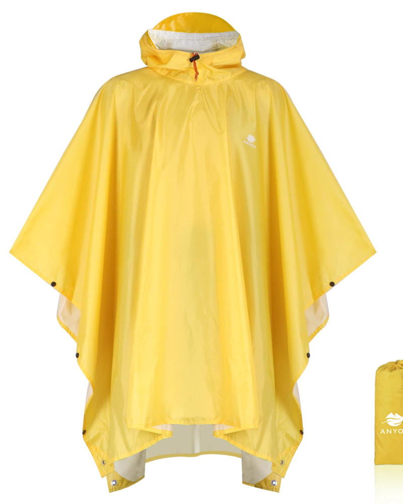 Simon Men's Rain Poncho – Waterproof Packable Hooded Outdoor Cape with TPU Coating