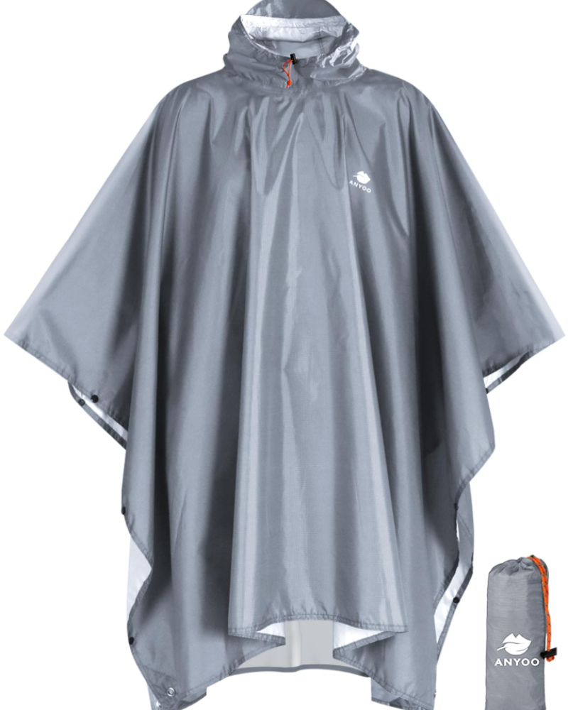 Simon Men's Rain Poncho – Waterproof Packable Hooded Outdoor Cape with TPU Coating