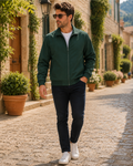 Gideon Men's Bomber Jacket – Lightweight Zip-Up Jacket with Plaid Lining