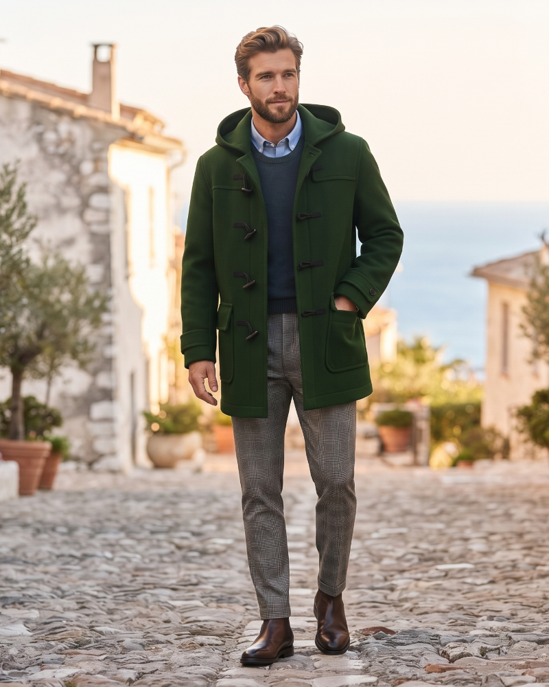 Vincent Men's Long Coat – Smart Winter Overcoat with Practical Pockets