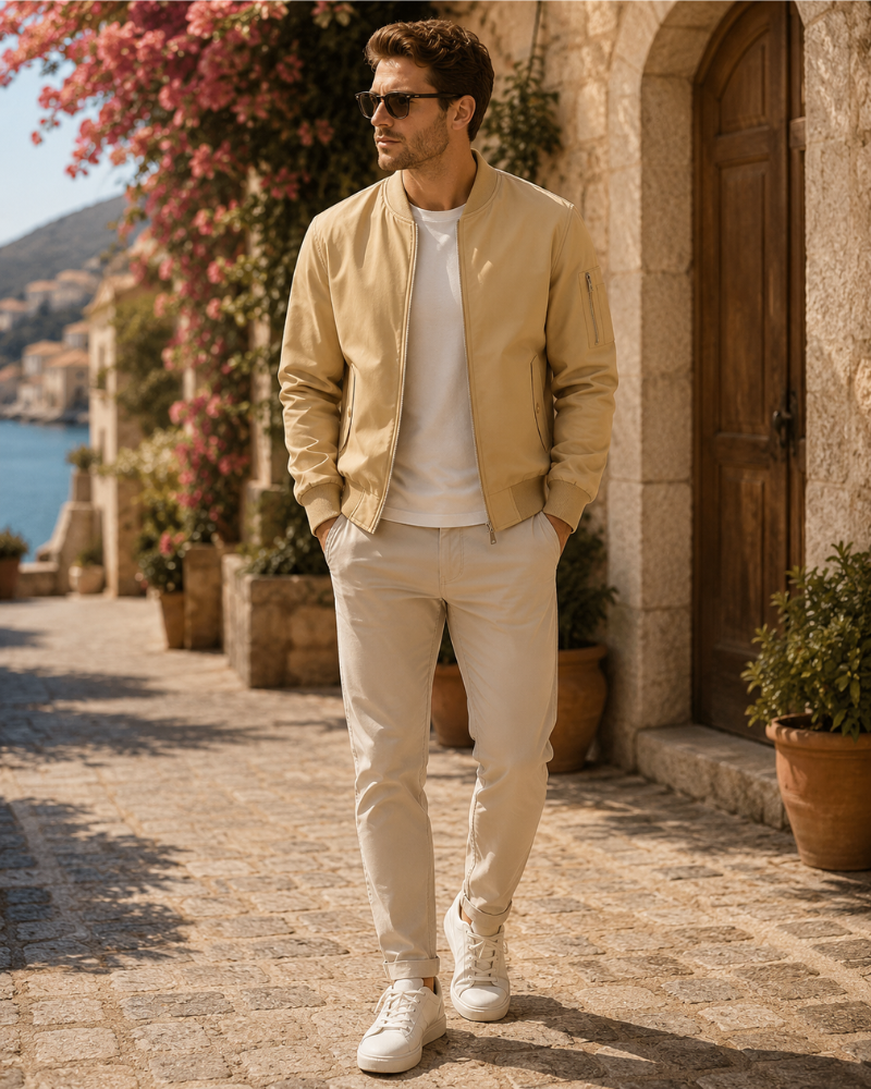 Benson Men's Bomber Jacket – Full Zip Casual Jacket with Stand Collar