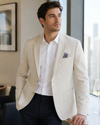Desmond Men's Oxford Blazer – Regular Fit Suit Jacket with Single Button & Centre Vent