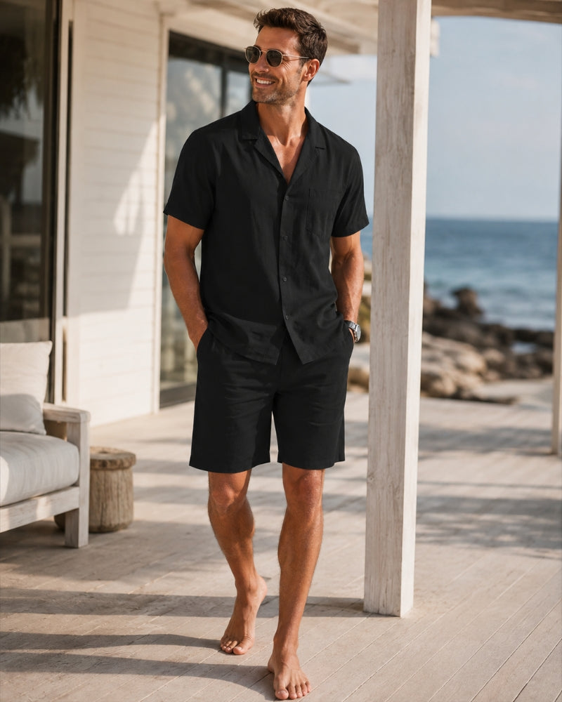 Ethan Cotton Linen Shirt & Shorts Set – Casual Summer Co-Ord