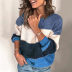 Isabelle Striped Knit Jumper – Soft Relaxed Fit Smart Casual Winter Sweater
