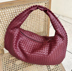 Elowen Women's Woven Tote Bag – Vegan Leather Zip Shoulder Handbag