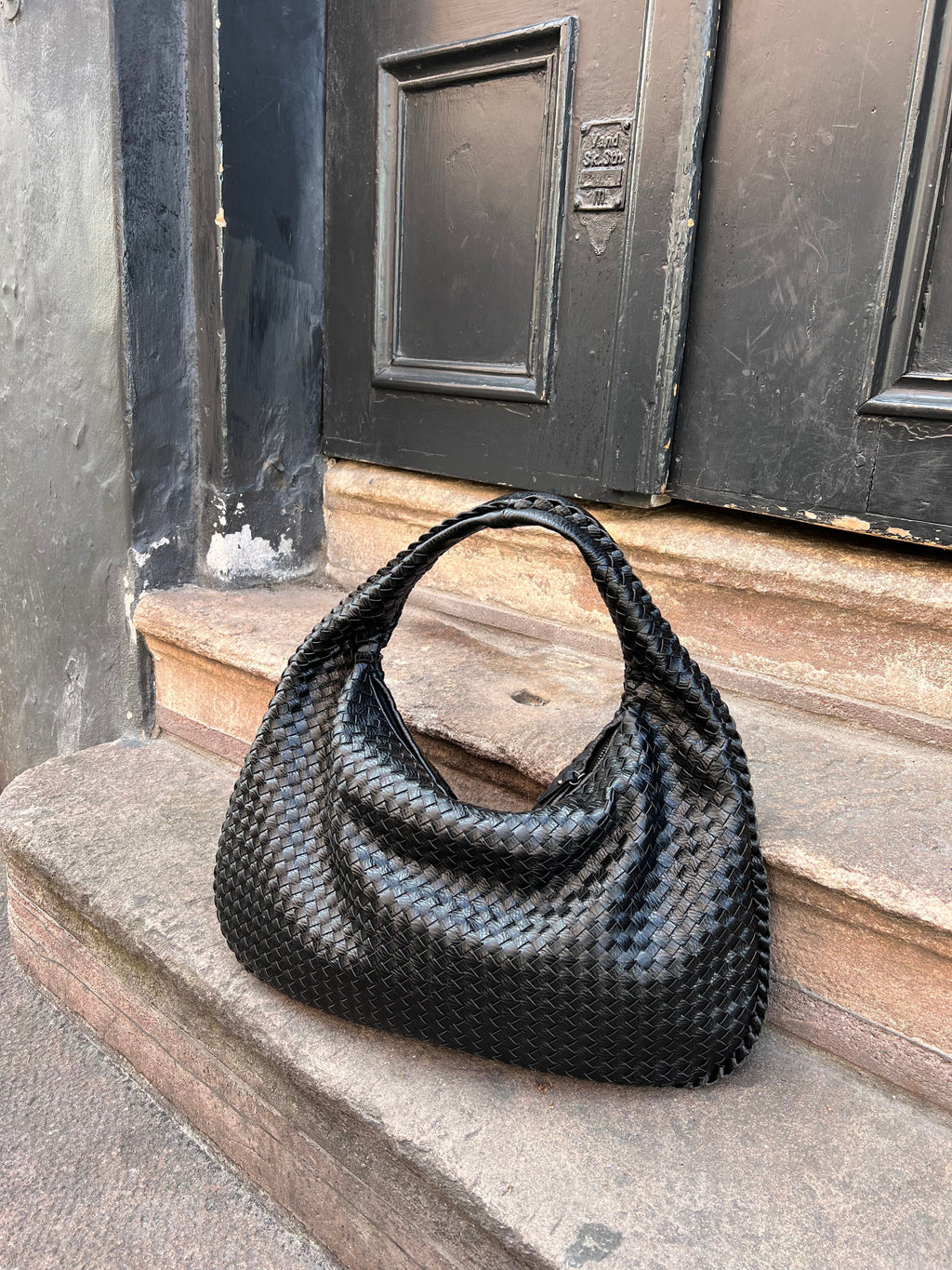 Elowen Women's Woven Tote Bag – Vegan Leather Zip Shoulder Handbag