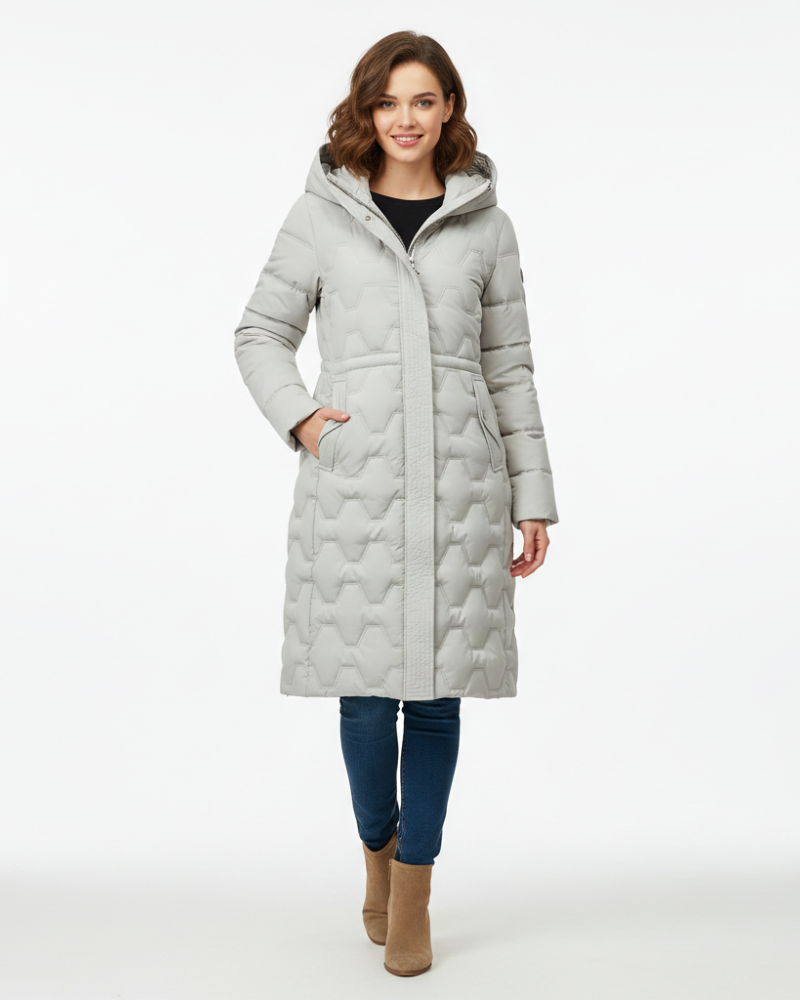 Vivienne Women's Long Puffer Coat – Hooded Insulated Winter Quilted Jacket