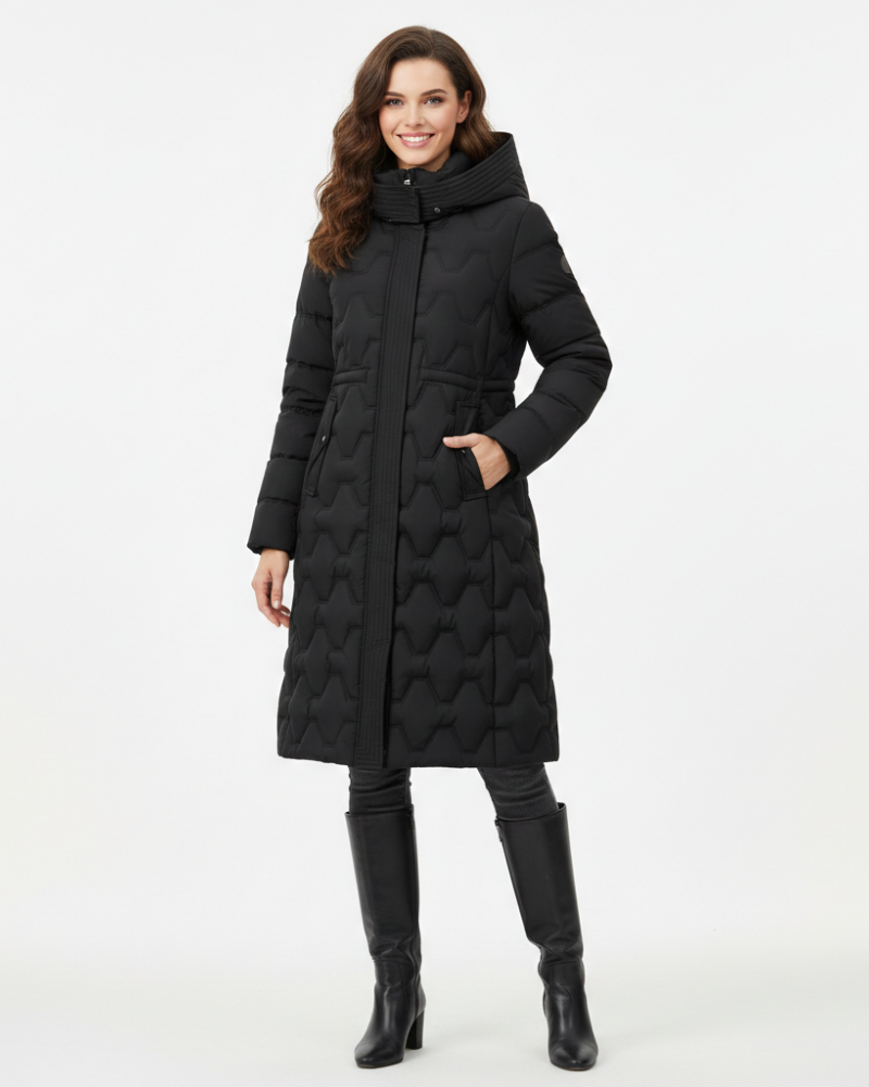 Vivienne Women's Long Puffer Coat – Hooded Insulated Winter Quilted Jacket