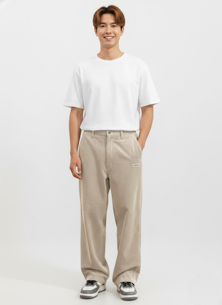 Blake Men's Corduroy Trousers – Loose Fit Drawstring Casual Straight Leg Pants