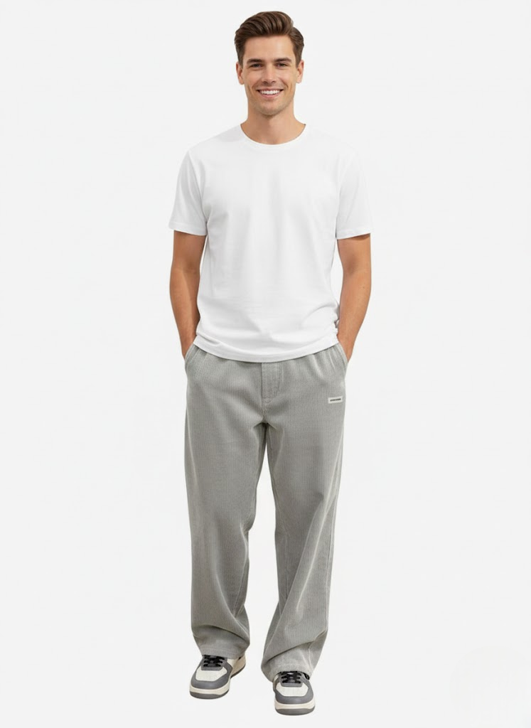 Blake Men's Corduroy Trousers – Loose Fit Drawstring Casual Straight Leg Pants