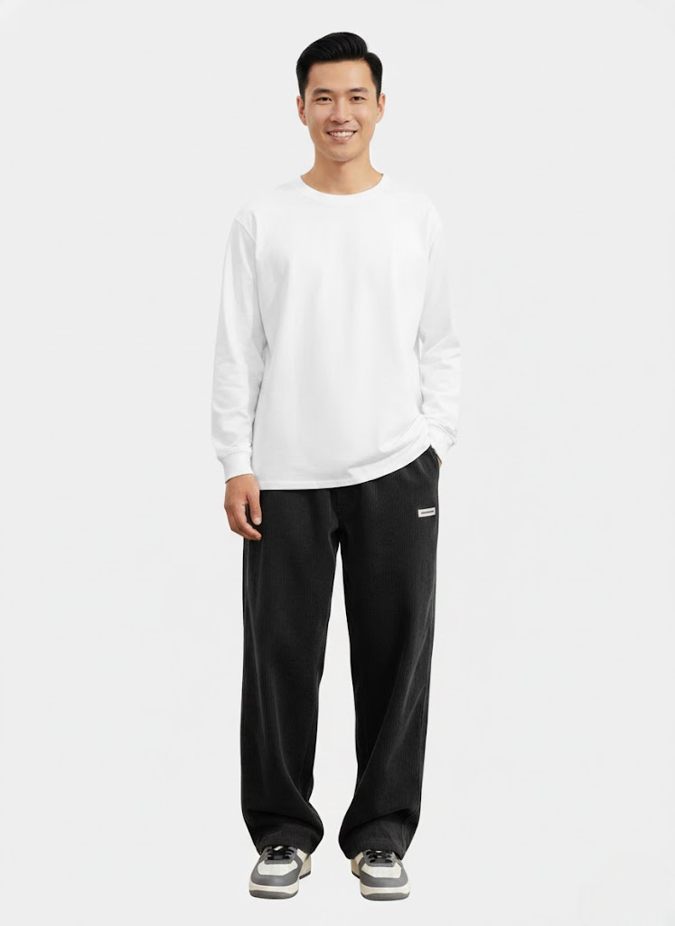 Blake Men's Corduroy Trousers – Loose Fit Drawstring Casual Straight Leg Pants