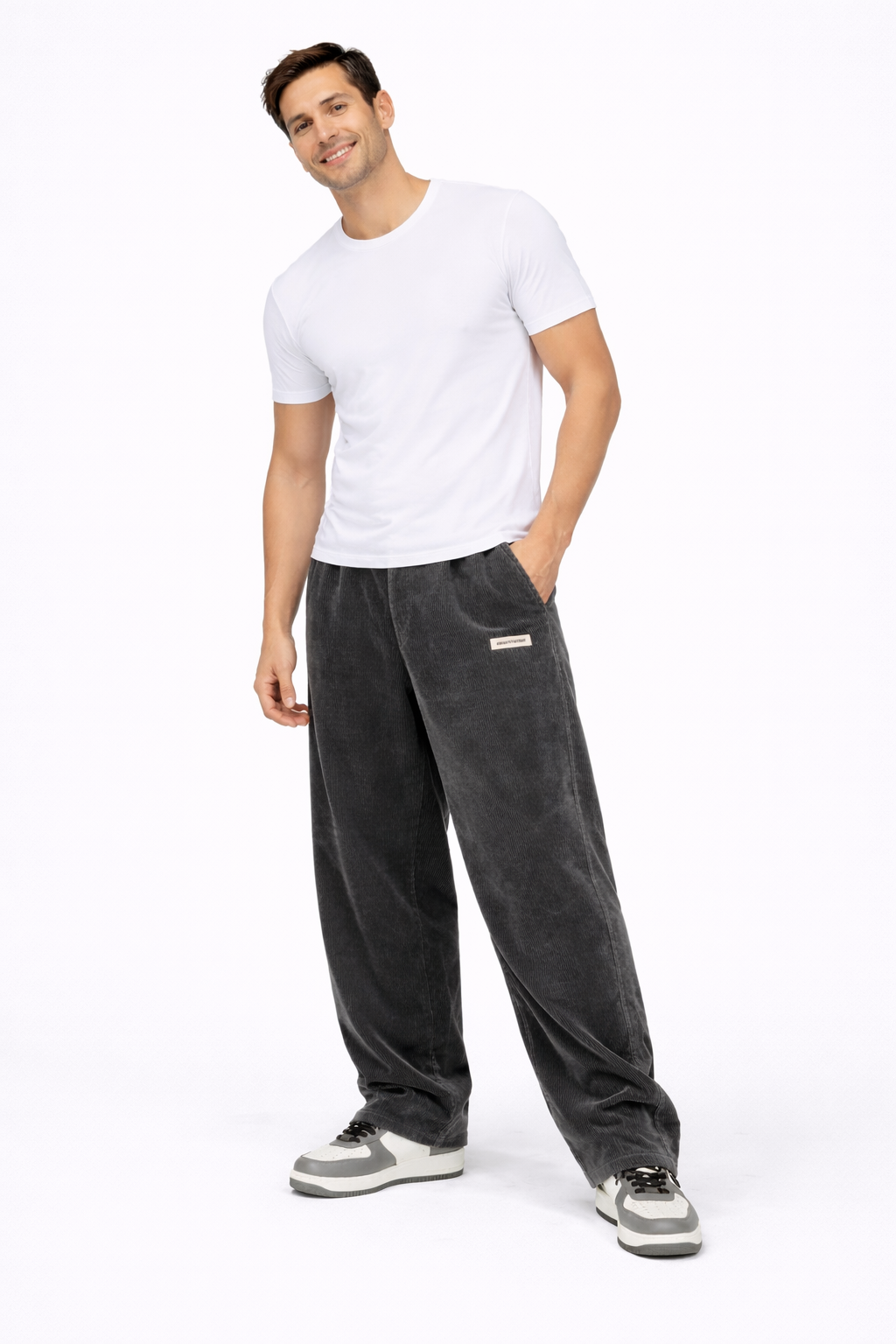 Blake Men's Corduroy Trousers – Loose Fit Drawstring Casual Straight Leg Pants