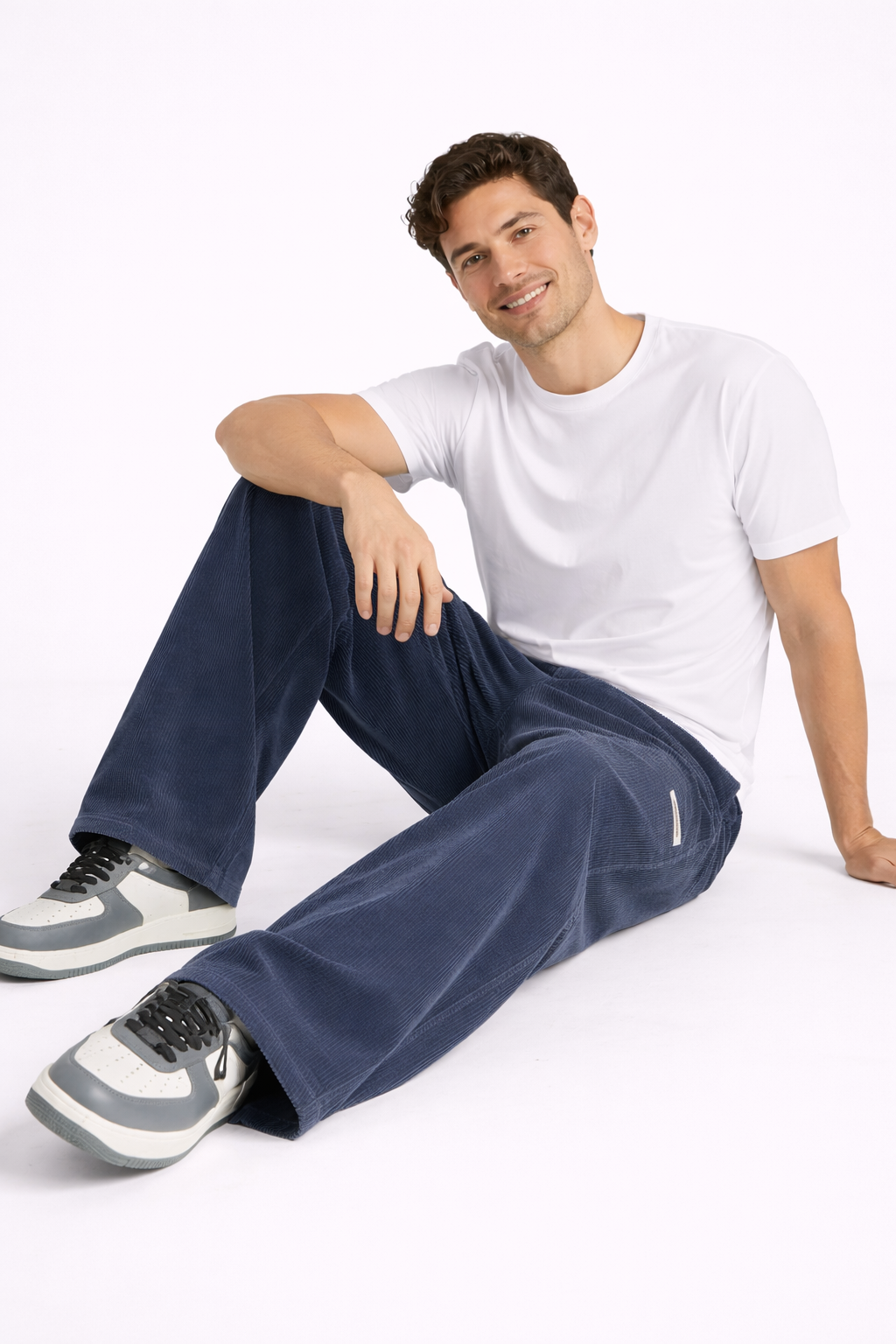 Blake Men's Corduroy Trousers – Loose Fit Drawstring Casual Straight Leg Pants