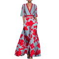 Vanessa Women's Floral Midi Dress – V Neck Belted Spring Summer Occasion Dress
