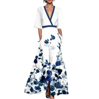 Vanessa Women's Floral Midi Dress – V Neck Belted Spring Summer Occasion Dress