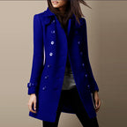 Ottilie Women's Long Wool Coat – Tailored Fit, Warm Lining & Elegant Design