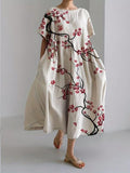 Genevieve Women's Floral Midi Dress – Lightweight Round Neck Summer Dress