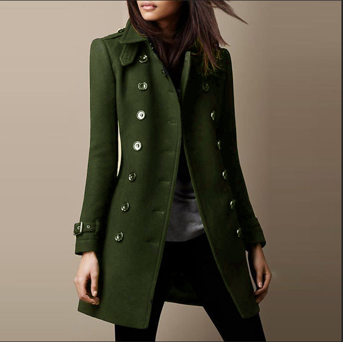 Ottilie Women's Long Wool Coat – Tailored Fit, Warm Lining & Elegant Design