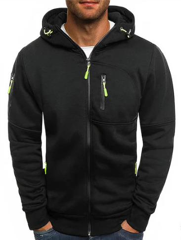 Tavish Men's Zip-Up Hoodie – Cotton Blend, Adjustable Hood & Side Pockets