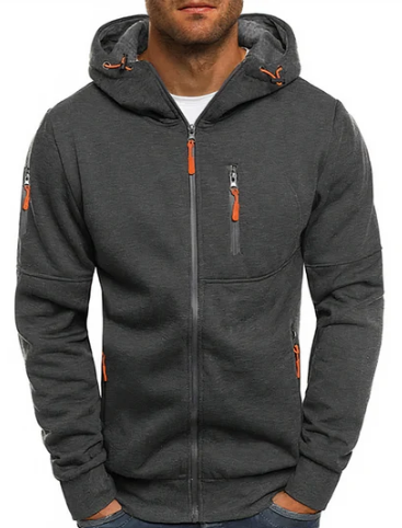 Tavish Men's Zip-Up Hoodie – Cotton Blend, Adjustable Hood & Side Pockets