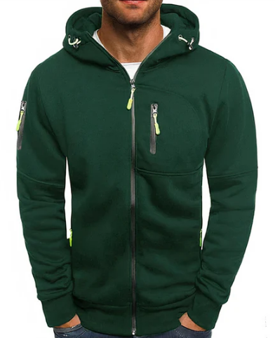 Tavish Men's Zip-Up Hoodie – Cotton Blend, Adjustable Hood & Side Pockets