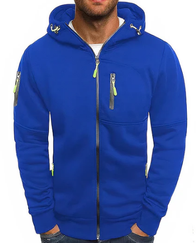 Tavish Men's Zip-Up Hoodie – Cotton Blend, Adjustable Hood & Side Pockets