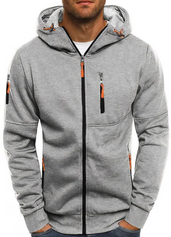 Tavish Men's Zip-Up Hoodie – Cotton Blend, Adjustable Hood & Side Pockets