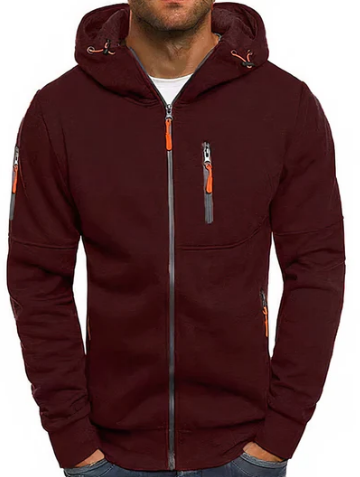 Tavish Men's Zip-Up Hoodie – Cotton Blend, Adjustable Hood & Side Pockets