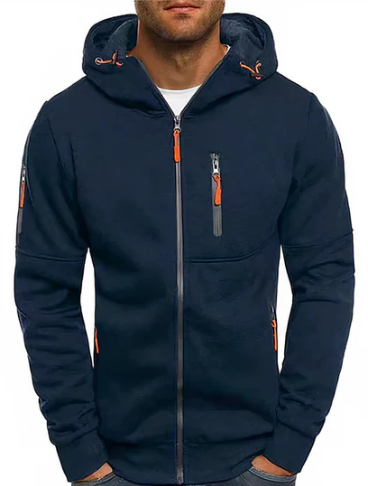 Tavish Men's Zip-Up Hoodie – Cotton Blend, Adjustable Hood & Side Pockets
