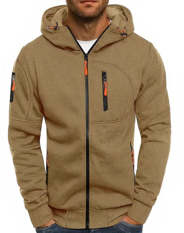 Tavish Men's Zip-Up Hoodie – Cotton Blend, Adjustable Hood & Side Pockets
