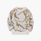 Tristan Men's Knit Jumper – Abstract Pattern Crew Neck Winter Sweater