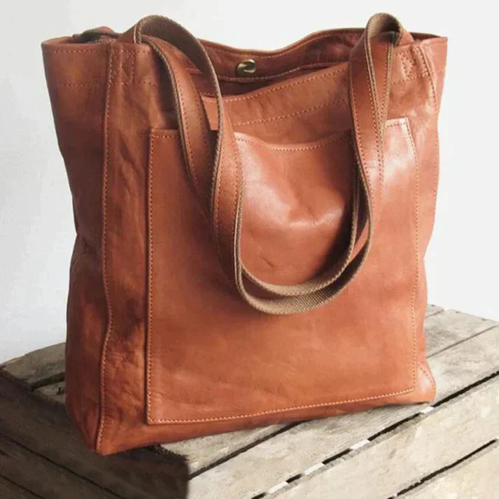Calista Women's Leather Tote Bag – Spacious Zip-Top Work & Travel Handbag