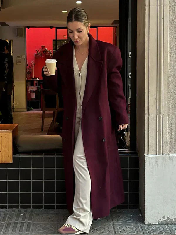 Edith Women's Wool Coat – Elegant Tailored Long Winter Overcoat