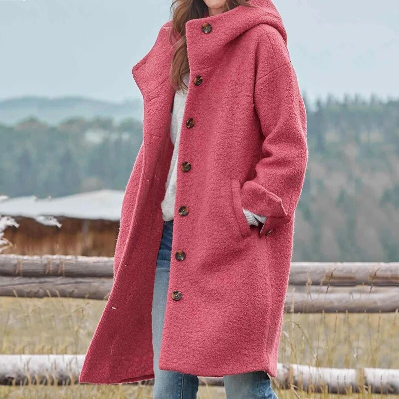 Liza Women's Winter Coat – Hooded Wind Resistant Long Smart Casual Overcoat