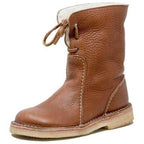 Theresa Women's Winter Boots – Waterproof PU Leather Warm Wool Lined Ankle Boots