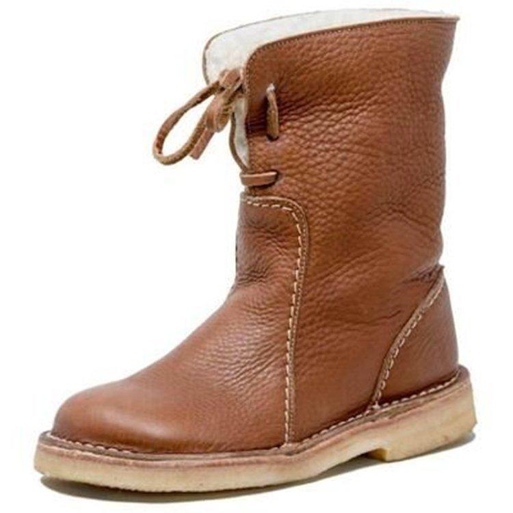 Theresa Women's Winter Boots – Waterproof PU Leather Warm Wool Lined Ankle Boots
