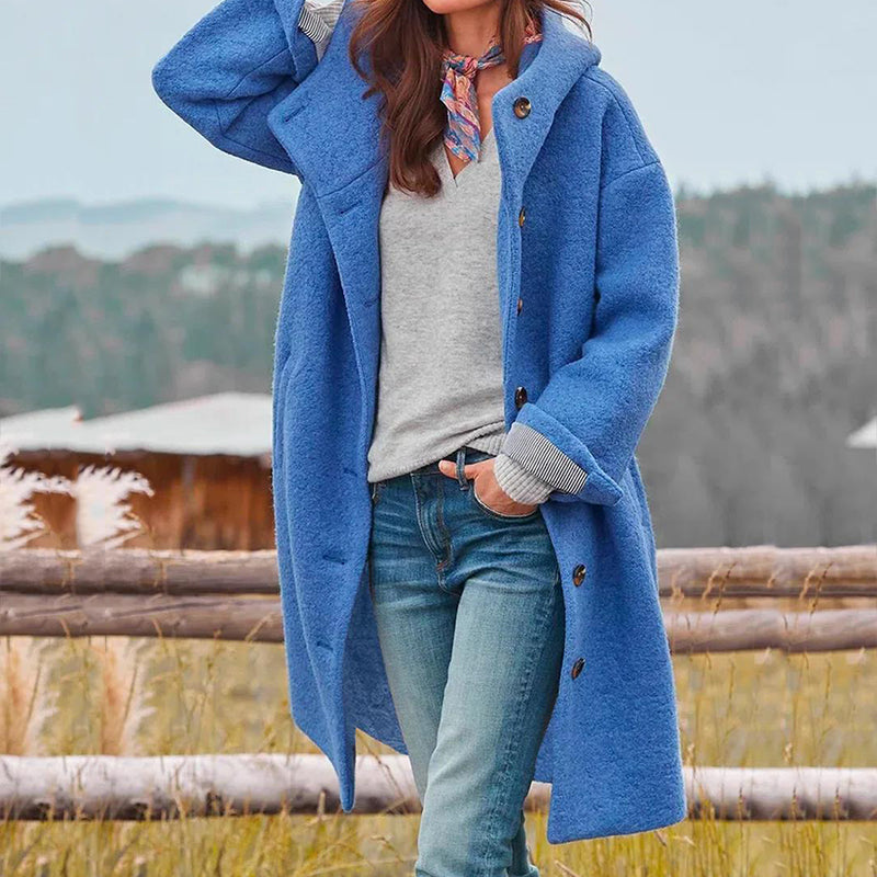Liza Women's Winter Coat – Hooded Wind Resistant Long Smart Casual Overcoat