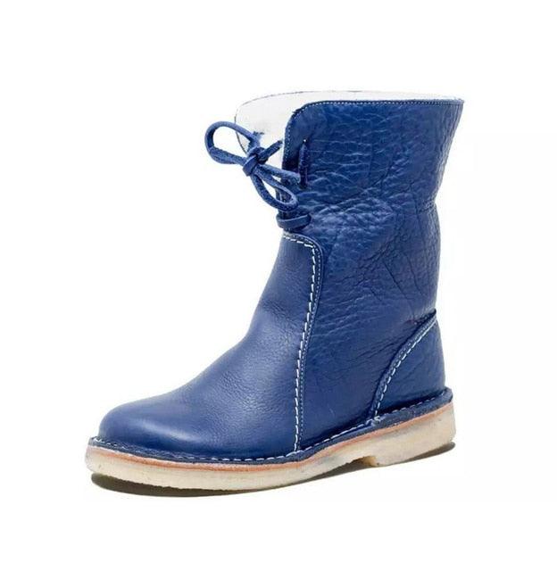 Theresa Women's Winter Boots – Waterproof PU Leather Warm Wool Lined Ankle Boots