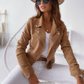 Lynne Women's Suede Biker Jacket – Fitted Camel Zip Up Smart Casual Jacket