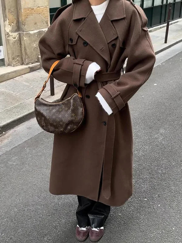 Edith Women's Wool Coat – Elegant Tailored Long Winter Overcoat