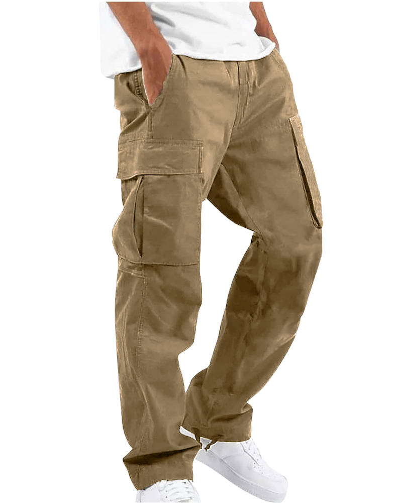Maddox Men's Cargo Trousers – Cotton Loose Fit Cargo Pants with Elastic Waist & Multi Pockets