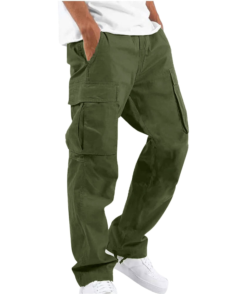 Maddox Men's Cargo Trousers – Cotton Loose Fit Cargo Pants with Elastic Waist & Multi Pockets