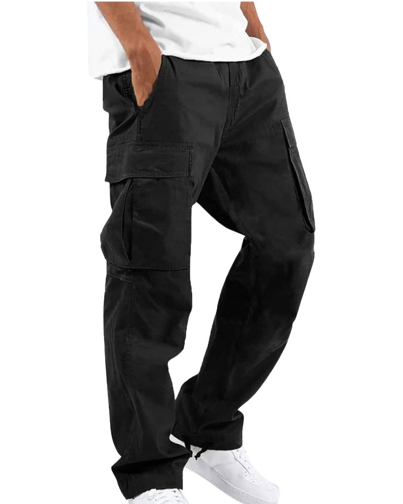 Maddox Men's Cargo Trousers – Cotton Loose Fit Cargo Pants with Elastic Waist & Multi Pockets