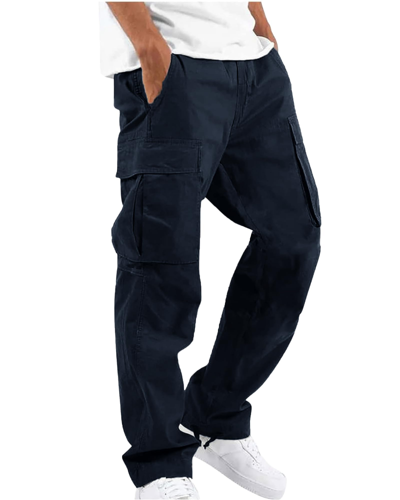 Maddox Men's Cargo Trousers – Cotton Loose Fit Cargo Pants with Elastic Waist & Multi Pockets